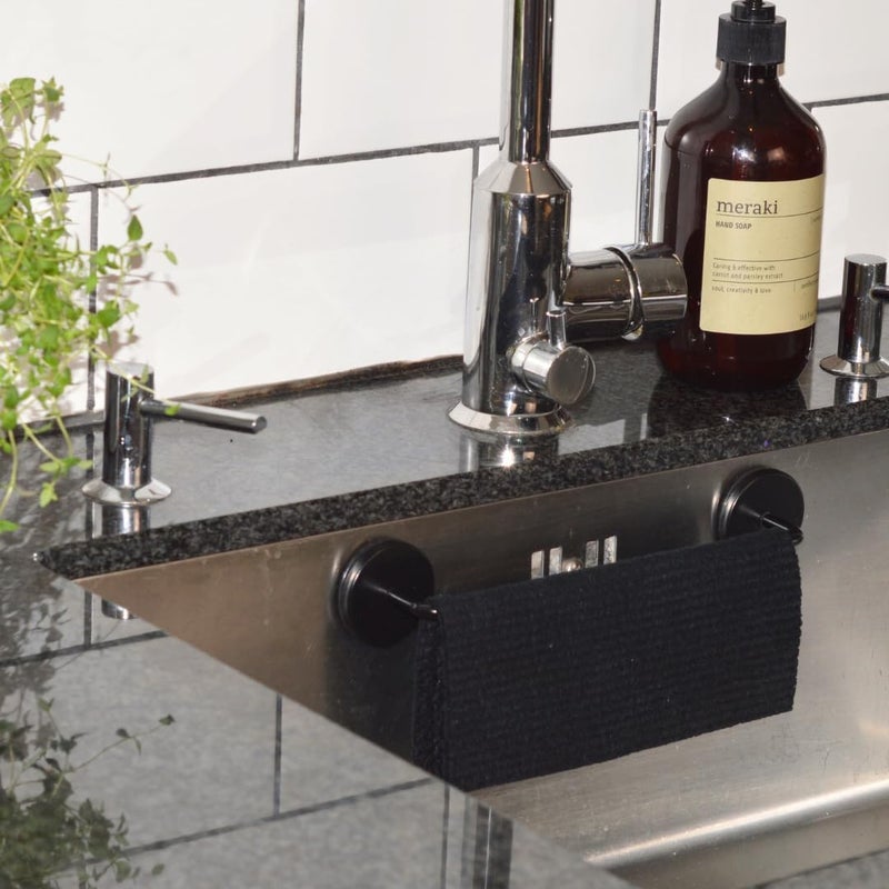 STEYDA Black Steel Dish Cloth Rail for Kitchen, Towel Holder for All Types of Sinks and Flat Smooth Surfaces - Image 4